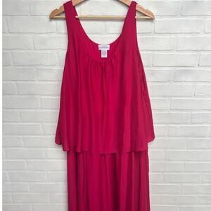 Soft Surroundings Bright Pink Fuchsia Chiffon Sleeveless Flowy Maxi Dress -sz M